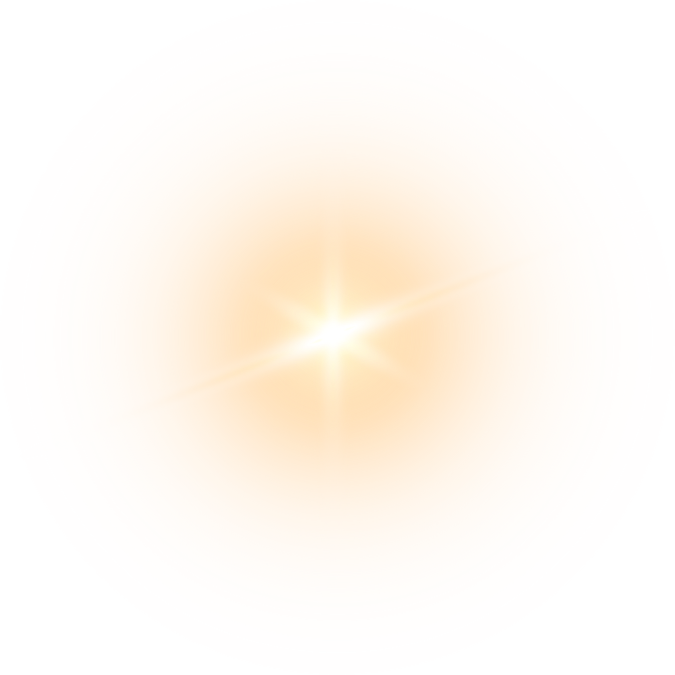 Shining star, golden burst light on transparent background